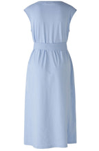 Light Blue Linen Cotton Patch Midi Dress