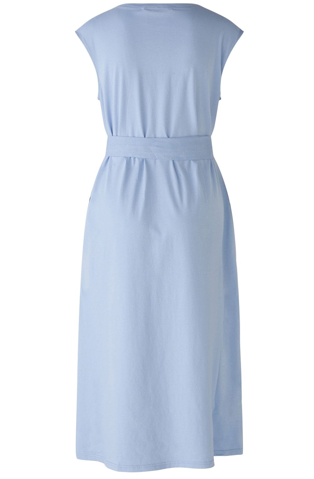 Light Blue Linen Cotton Patch Midi Dress