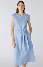Light Blue Linen Cotton Patch Midi Dress