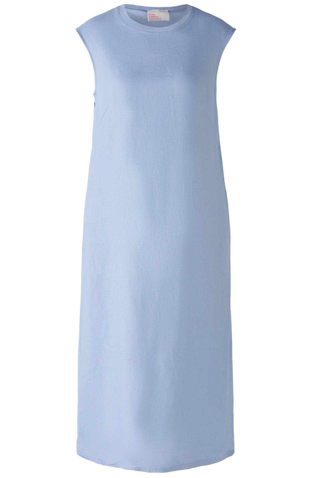 Light Blue Linen Cotton Patch Midi Dress