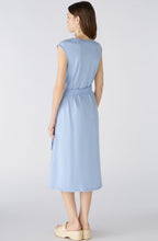 Light Blue Linen Cotton Patch Midi Dress