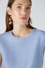 Light Blue Linen Cotton Patch Midi Dress