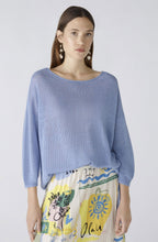 Light Blue Linen Wide Neck Jumper