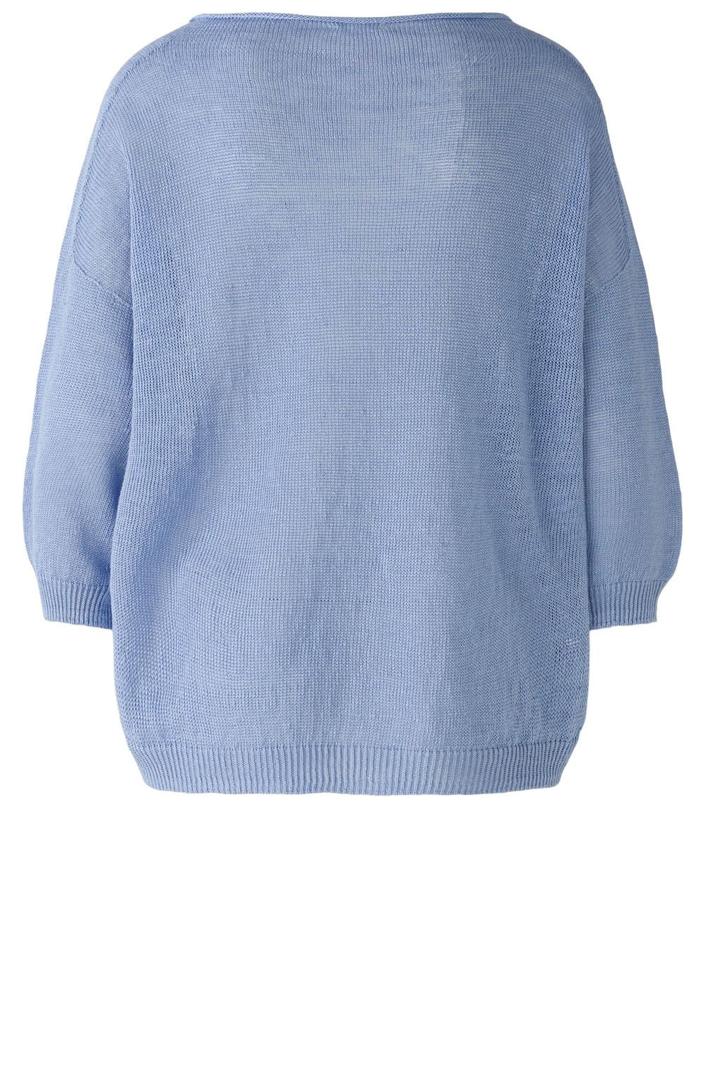 Light Blue Linen Wide Neck Jumper