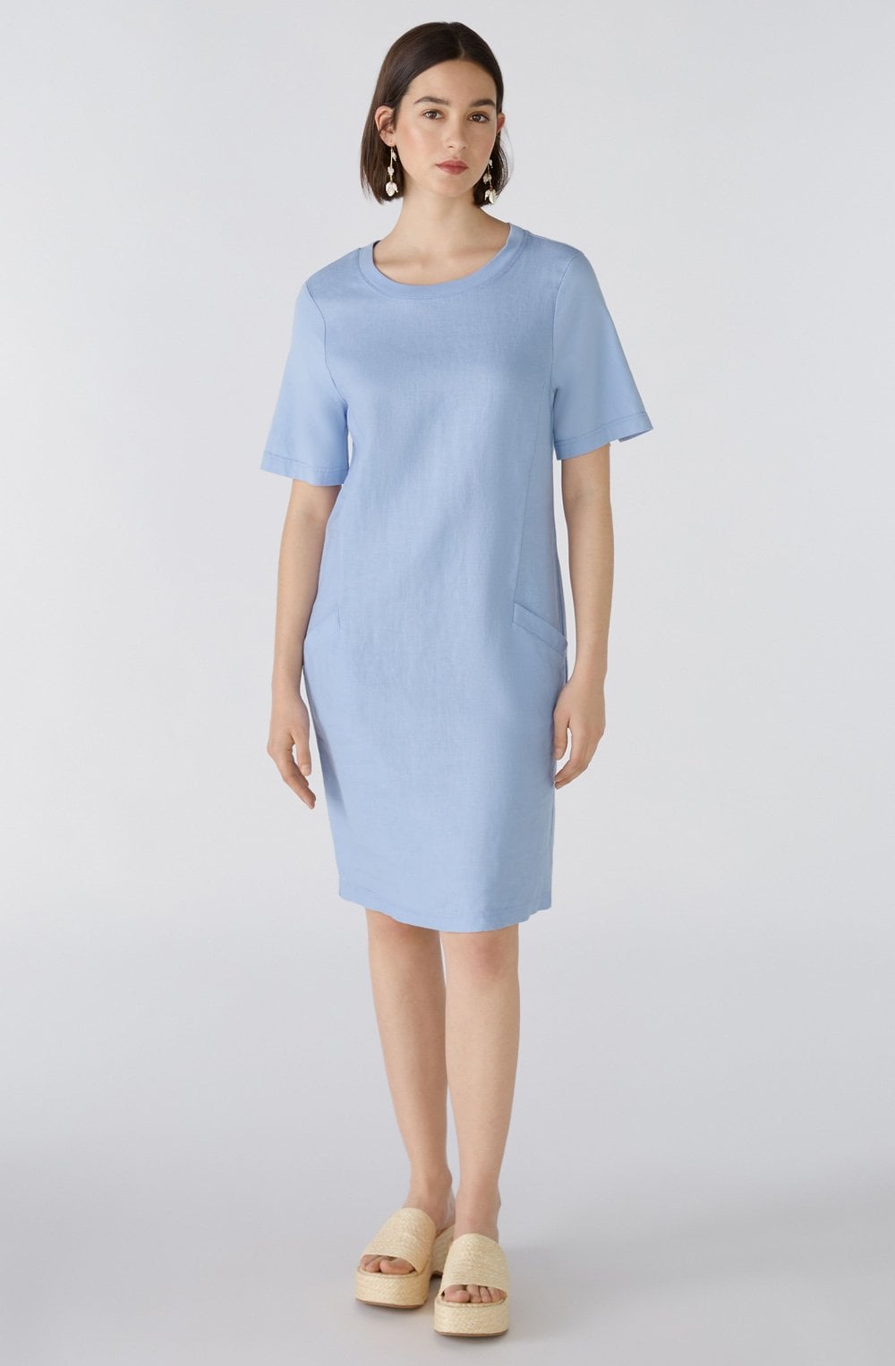 Light Blue Short Sleeved Linen Dress