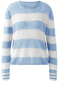 Light Blue Striped Linen Knit Pullover