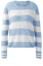Light Blue Striped Linen Knit Pullover
