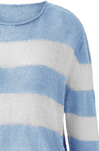 Light Blue Striped Linen Knit Pullover
