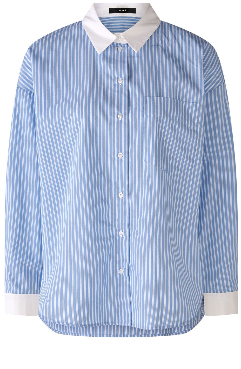 Light Blue Striped Long Line Classic Shirt
