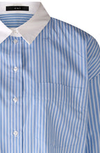 Light Blue Striped Long Line Classic Shirt