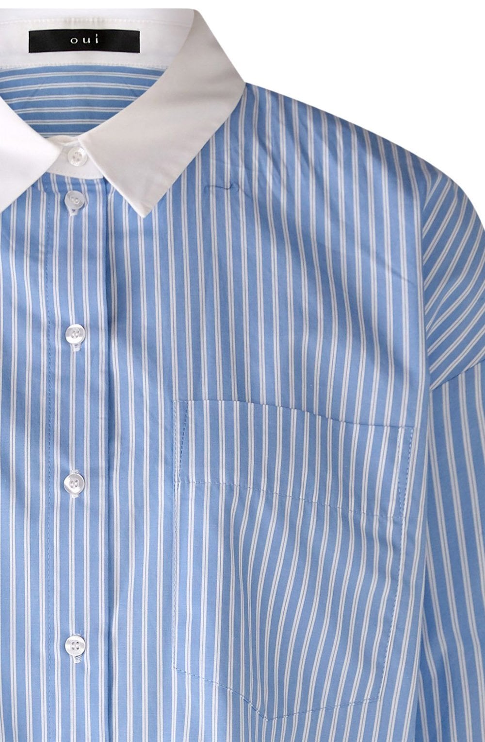 Light Blue Striped Long Line Classic Shirt