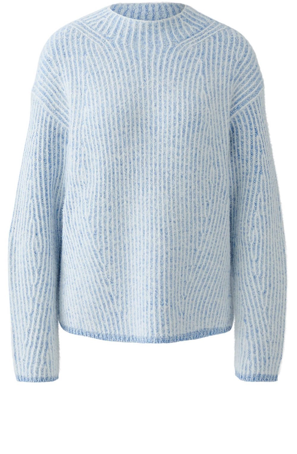 Light Blue White Two Tone Ribbed Faux Fur Jumper