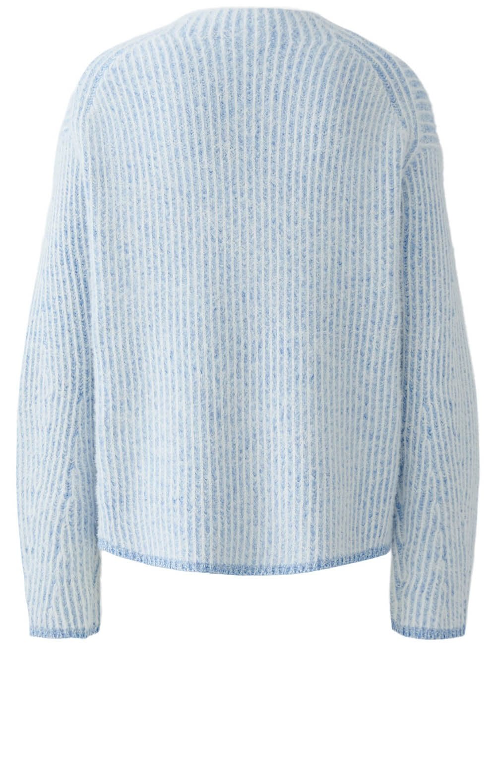 Light Blue White Two Tone Ribbed Faux Fur Jumper