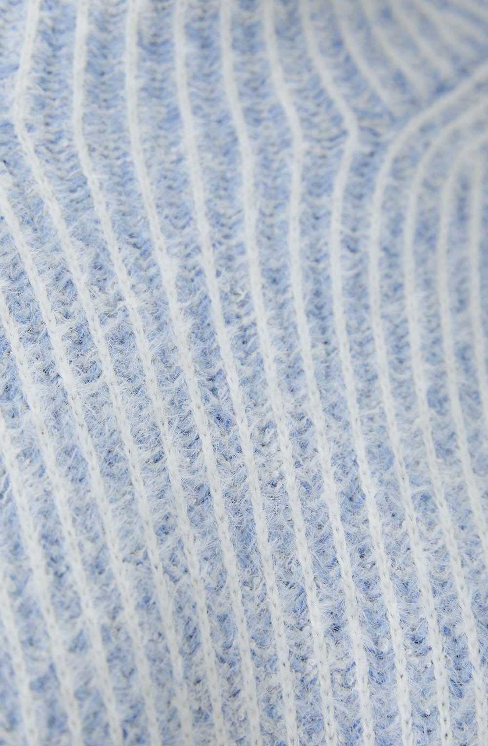 Light Blue White Two Tone Ribbed Faux Fur Jumper