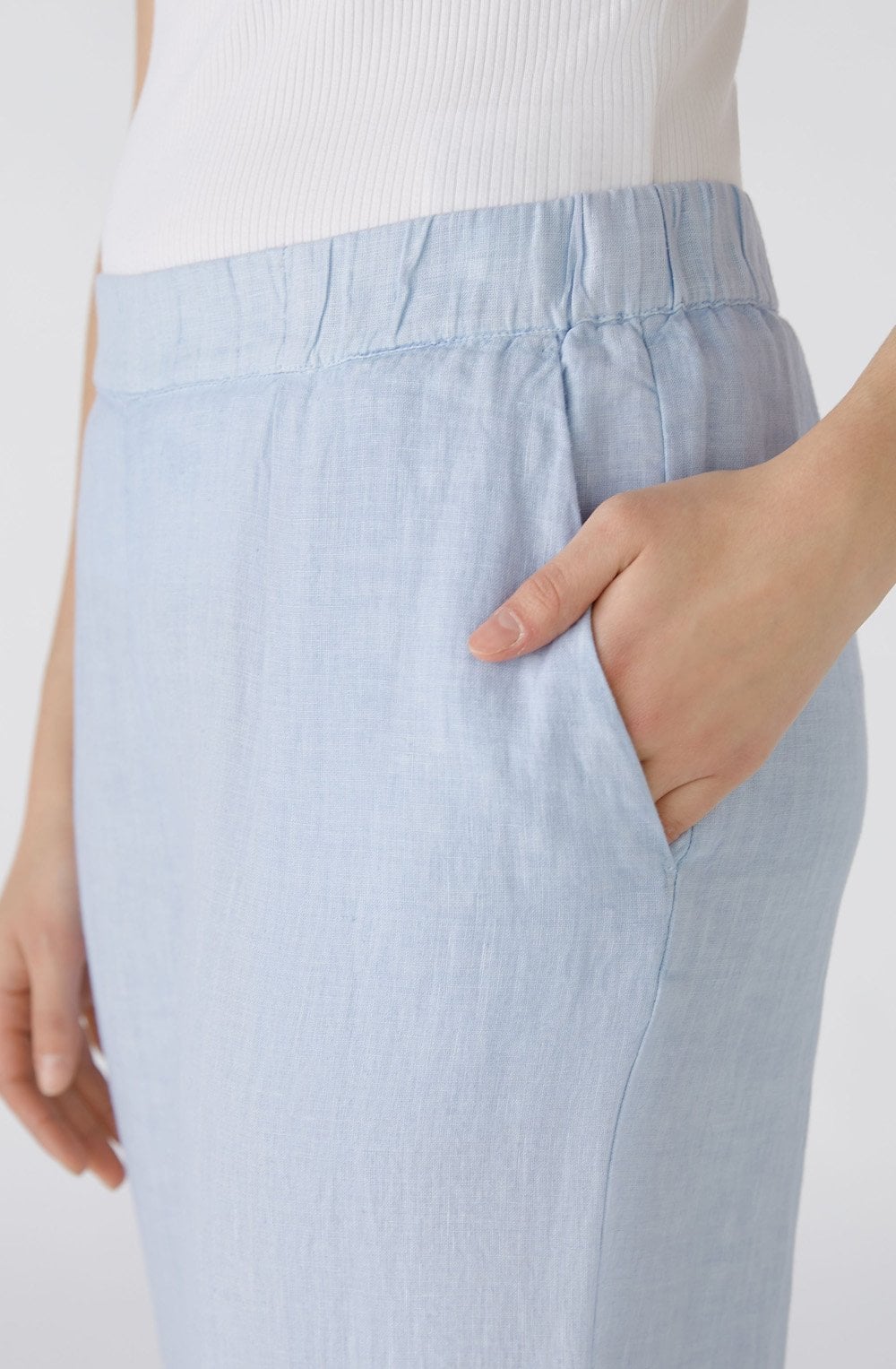 Light Blue Wide Leg Linen Culottes