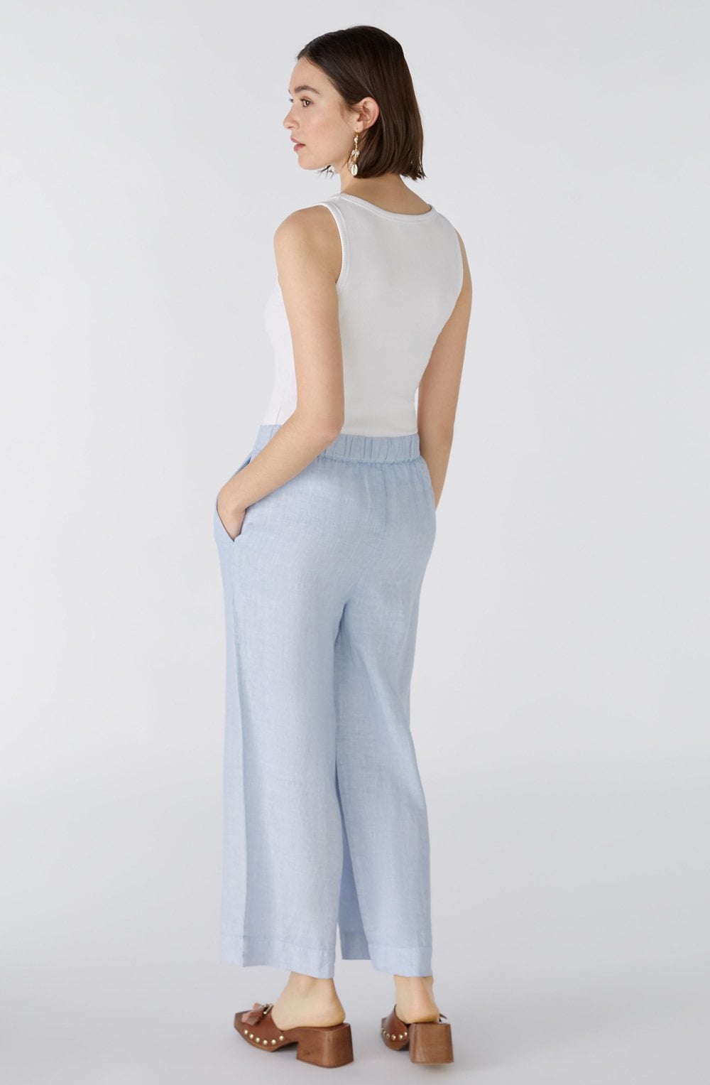 Light Blue Wide Leg Linen Culottes