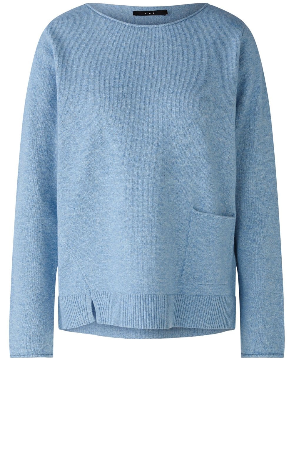Light Blue Wool Mix Patch Pocket Jumper