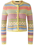 Light Blue Yellow Contrast Stripe Box Cardigan