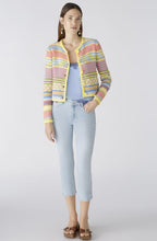 Light Blue Yellow Contrast Stripe Box Cardigan