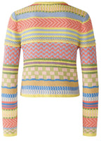 Light Blue Yellow Contrast Stripe Box Cardigan