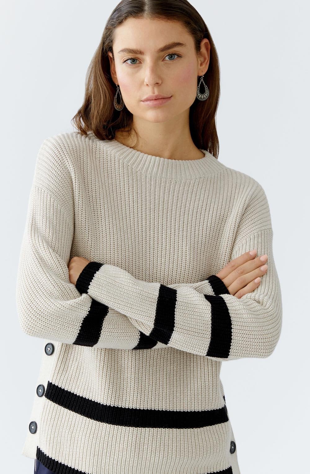 Light Camel Grey Side Button Jumper