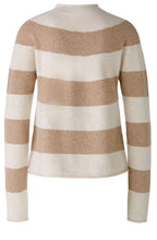 Light Camel Striped Funnel Neck Jumper