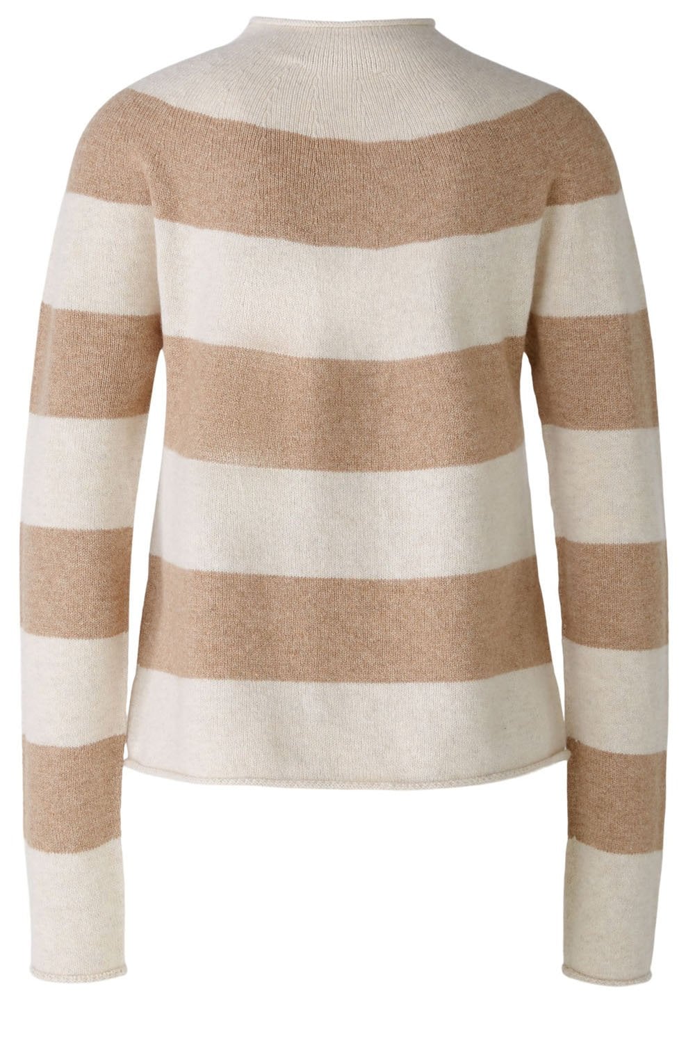 Light Camel Striped Funnel Neck Jumper