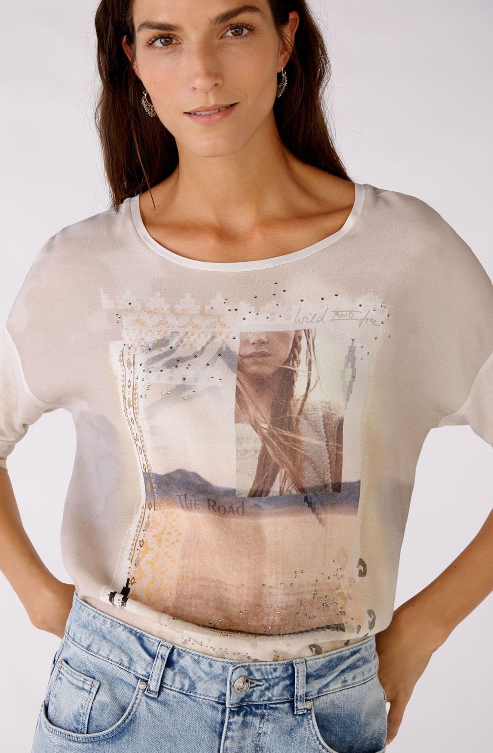 Light Camel Wild and Free Diamante Blouse