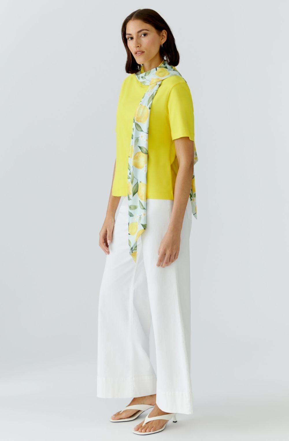 Light Green and Yellow Lemon Print Luxury Jersey Scarf