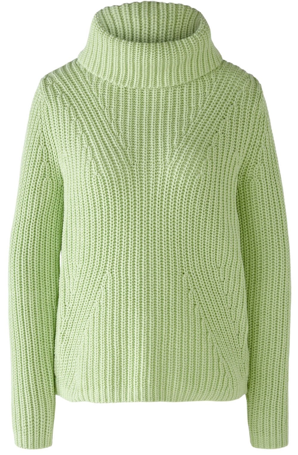 Light Green Chunky Knit Roll Neck Jumper