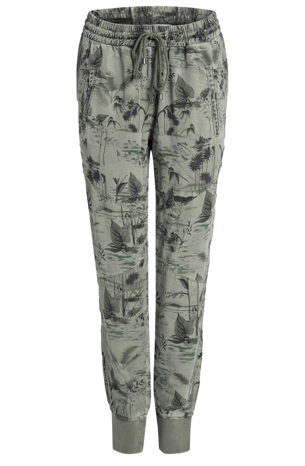 Light Green Green Palm Print Trousers