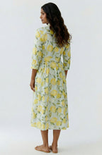 Light Green Lemon Print Belted Shirt Dress