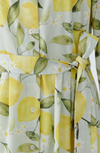 Light Green Lemon Print Belted Shirt Dress