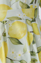 Light Green Lemon Print Belted Shirt Dress