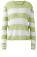 Light Green Striped Linen Knit Pullover