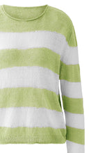 Light Green Striped Linen Knit Pullover
