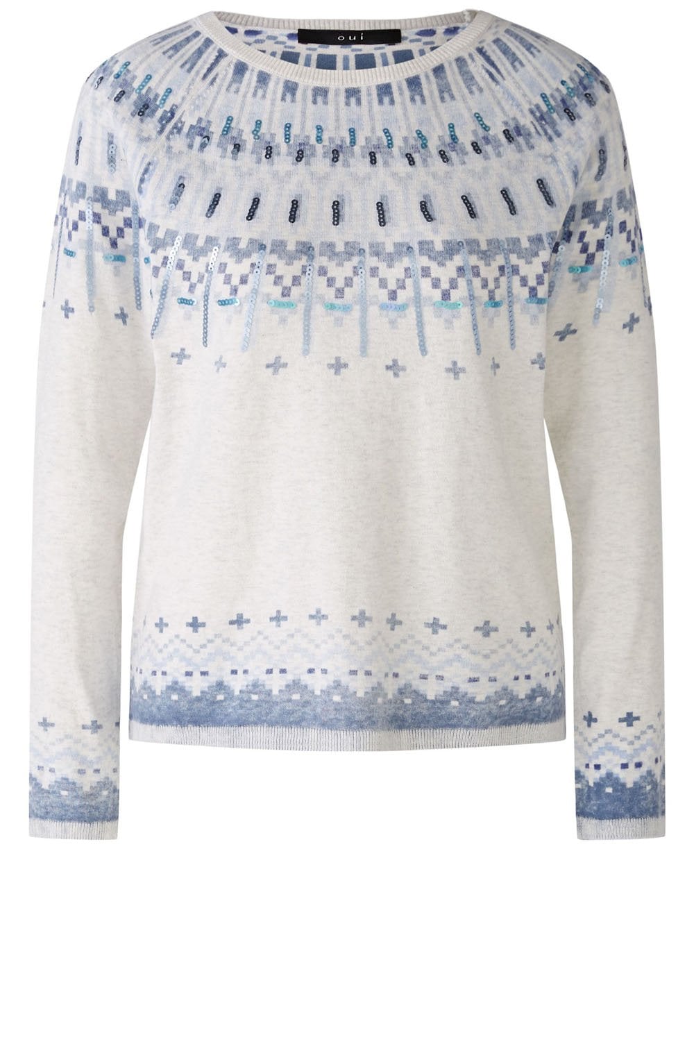 Light Grey and Blue Fair Isle Jumper