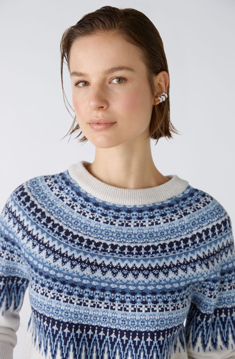 Light Grey and Blue Norwegian Raglan Jumper