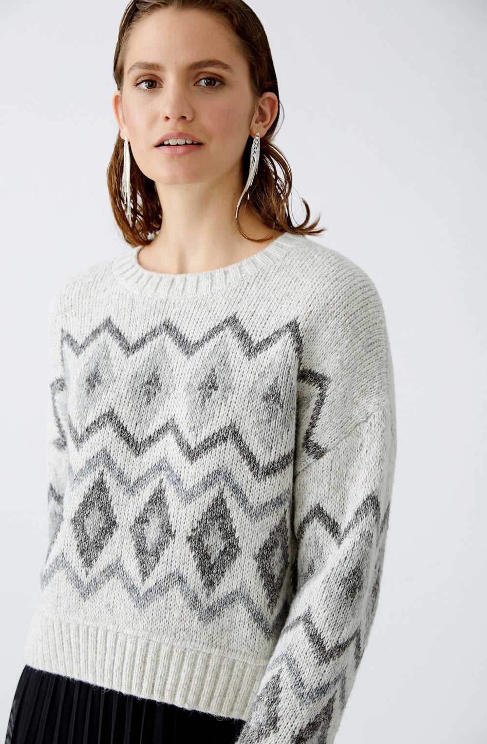 Light Grey and Shimmer Fair Isle Jumper