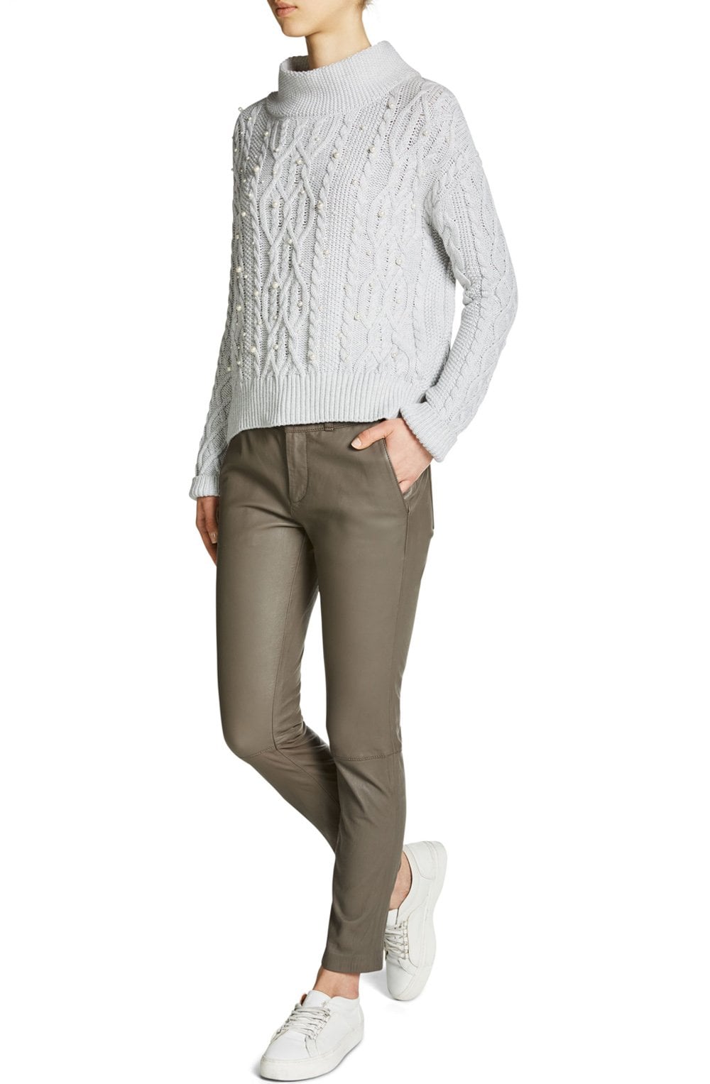 Light Grey Cable Knit Sweater
