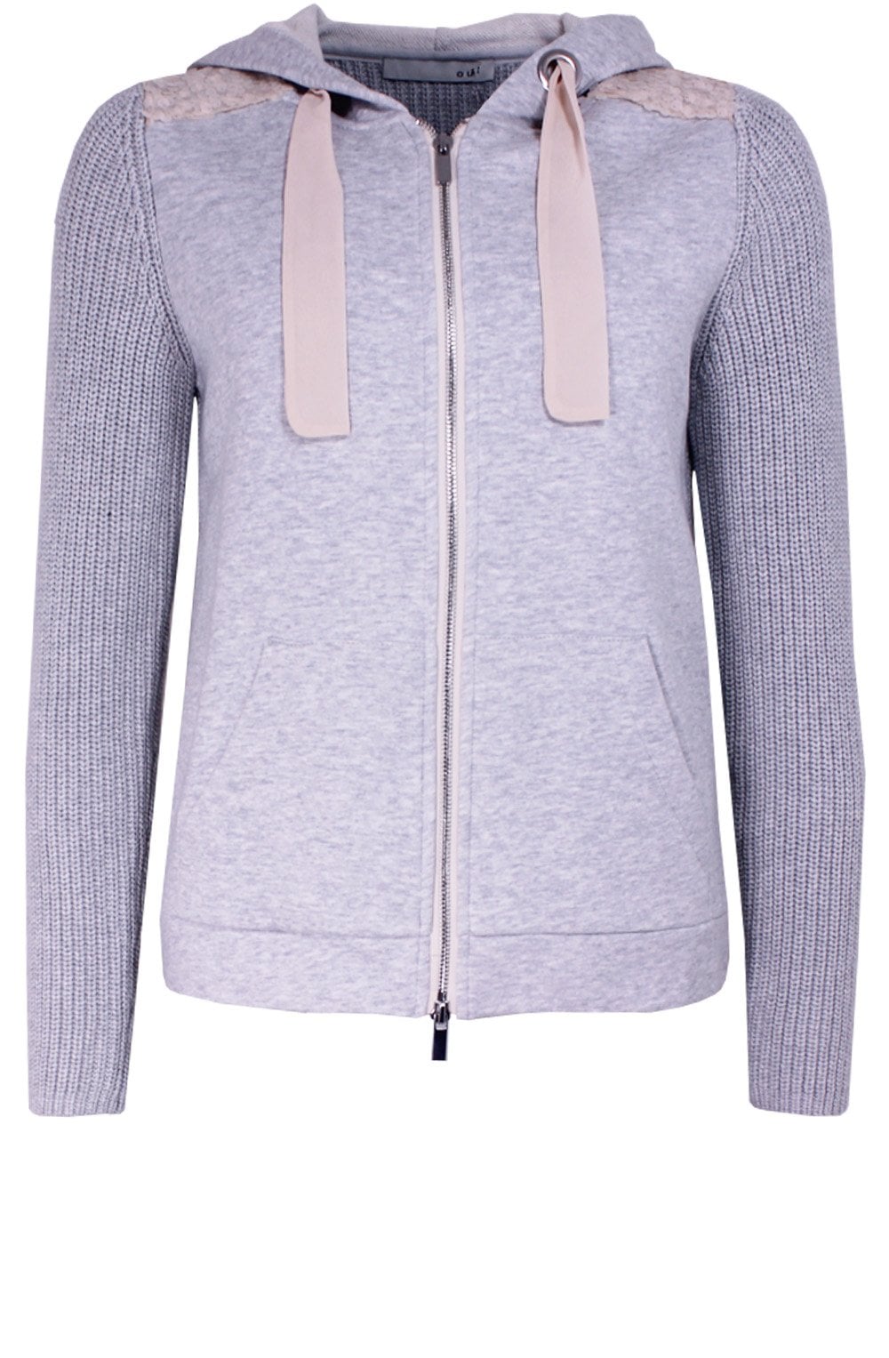 Light Grey Contrasting Knit Sweatshirt