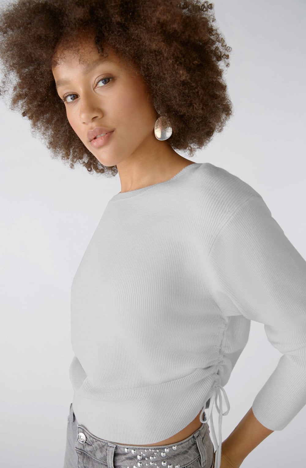 Light Grey Gathered Sides Jumper
