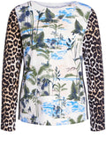 Light Grey & Green Contrasting Print Jumper