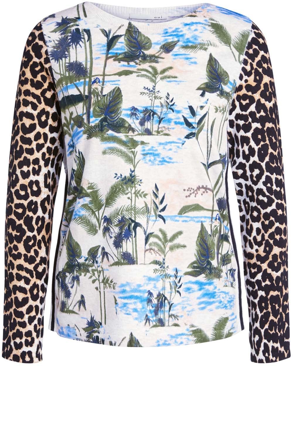 Light Grey & Green Contrasting Print Jumper