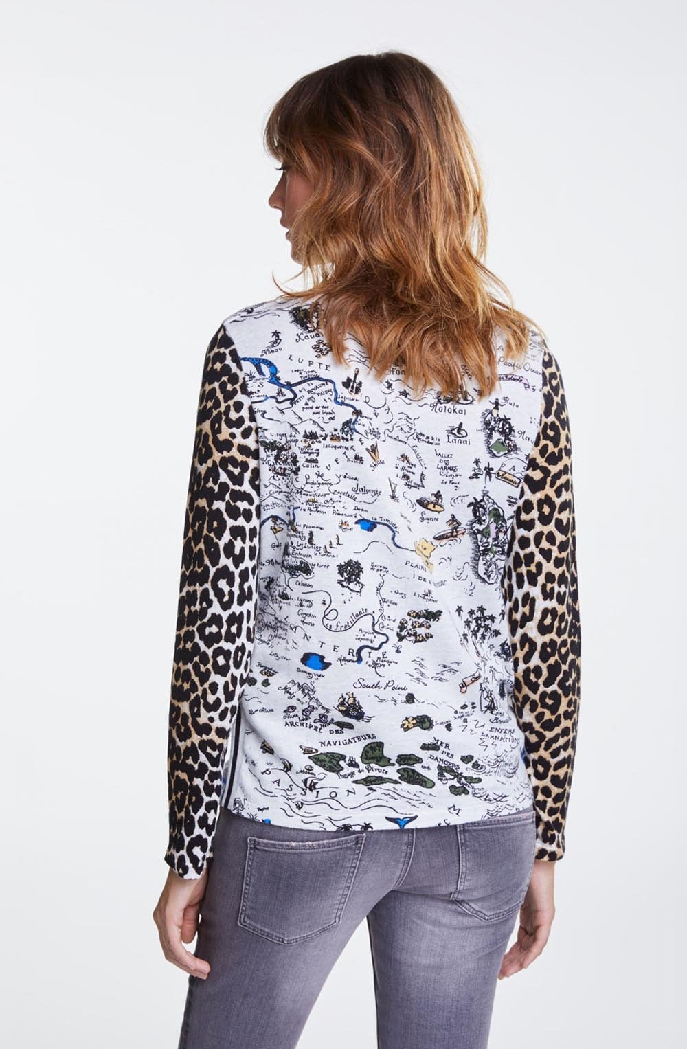 Light Grey & Green Contrasting Print Jumper