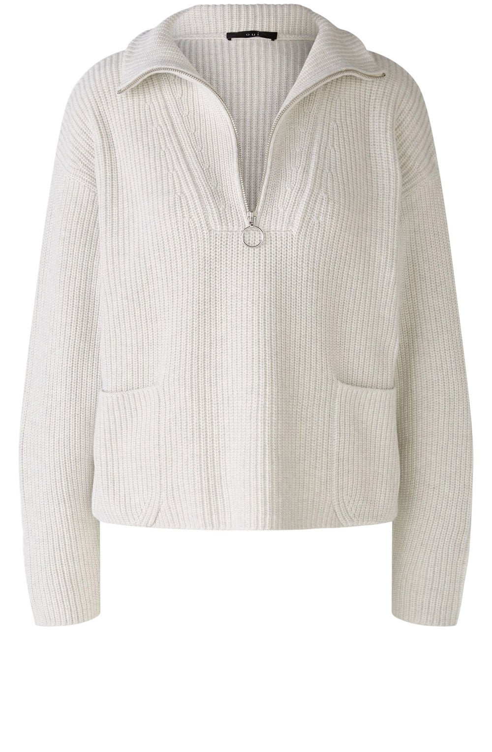Light Grey Half Zip High Neck Jumper