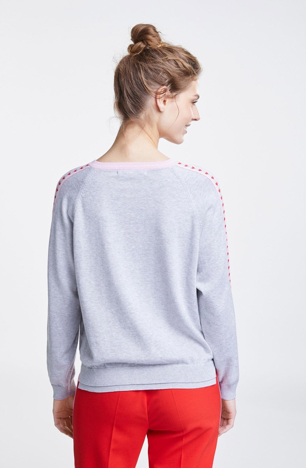 Light Grey Heart Detailed Jumper