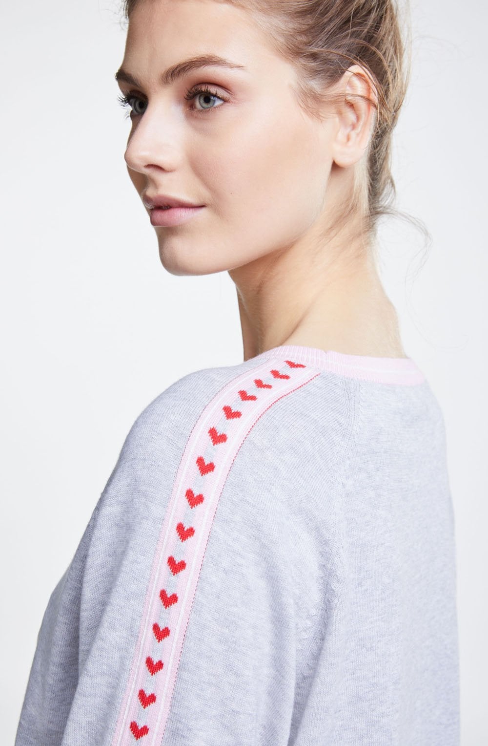 Light Grey Heart Detailed Jumper
