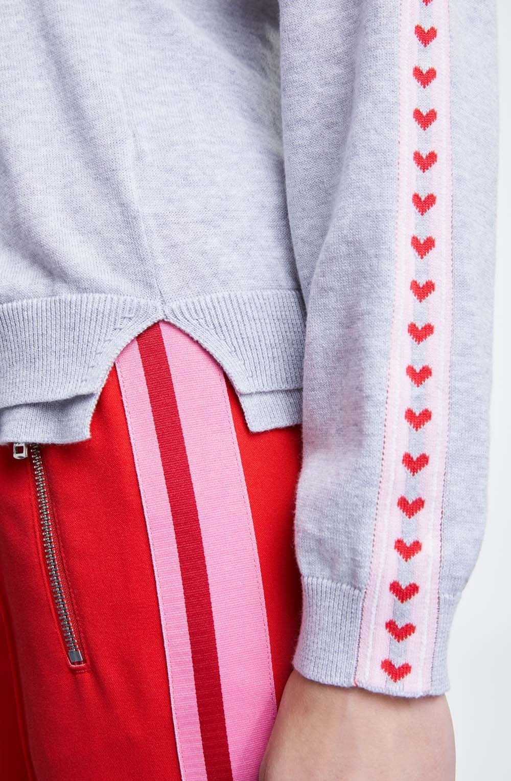 Light Grey Heart Detailed Jumper