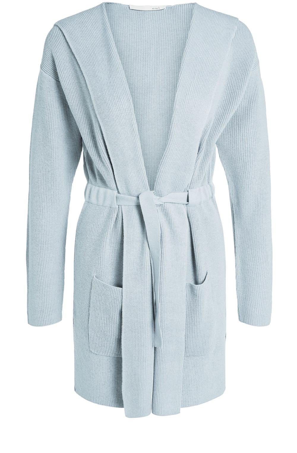 Light Grey Knit Hooded Cardigan
